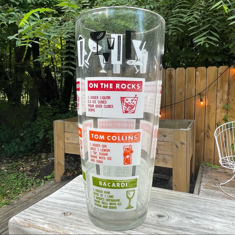 Mid Century Hazel Atlas Recipe Cocktail shaker